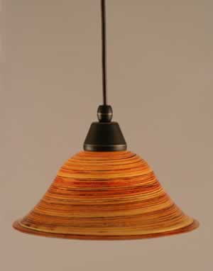 Cord Mini Pendant Shown In Dark Granite Finish With 10" Firré Saturn Glass