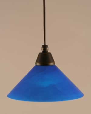 Cord Mini Pendant Shown In Dark Granite Finish With 10" Blue Italian Glass