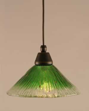 Cord Mini Pendant Shown In Dark Granite Finish With 10" Kiwi Green Crystal Glass