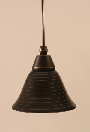 Cord Mini Pendant Shown In Dark Granite Finish With 7" Charcoal Spiral Glass