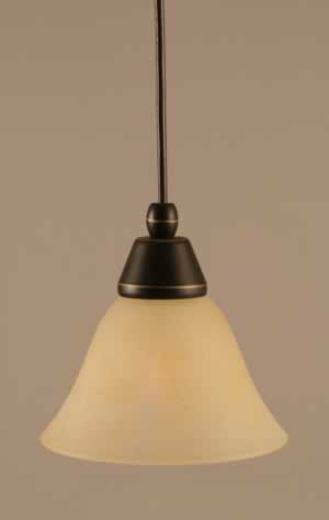 Cord Mini Pendant Shown In Dark Granite Finish With 7" Amber Marble Glass