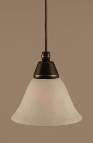 Cord Mini Pendant Shown In Dark Granite Finish With 7" White Marble Glass