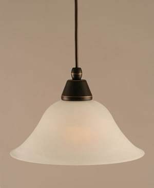 Cord Mini Pendant Shown In Dark Granite Finish With 10" White Alabaster Glass