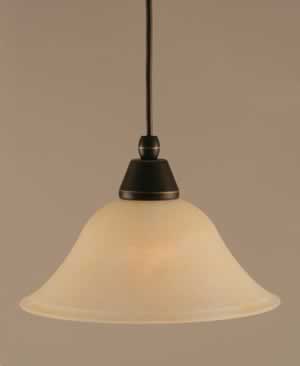 Cord Mini Pendant Shown In Dark Granite Finish With 10" Amber Marble Glass