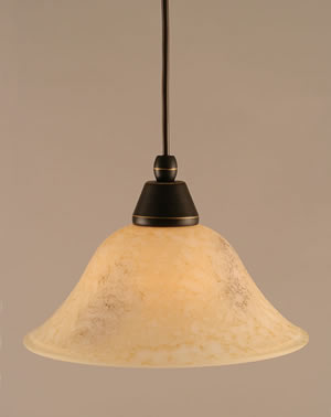 Cord Mini Pendant Shown In Dark Granite Finish With 10" Italian Marble Glass