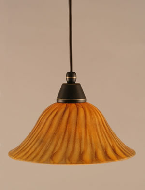 Cord Mini Pendant Shown In Dark Granite Finish With 10" Tiger Glass