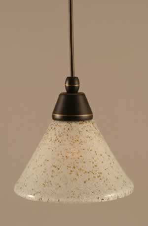 Cord Mini Pendant Shown In Dark Granite Finish With 7" Gold Ice Glass