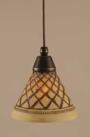 Cord Mini Pendant Shown In Dark Granite Finish With 7" Chocolate Icing Glass