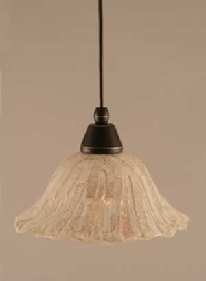 Cord Mini Pendant Shown In Dark Granite Finish With 10" Italian Ice Glass