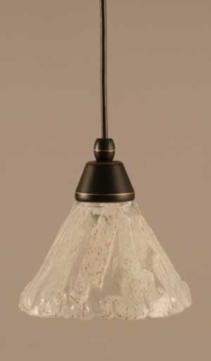 Cord Mini Pendant Shown In Dark Granite Finish With 7" Italian Ice Glass