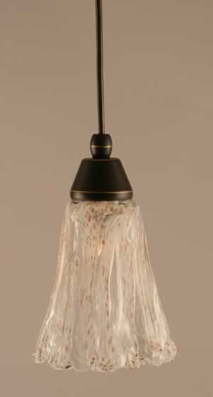 Cord Mini Pendant Shown In Dark Granite Finish With 5.5" Italian Ice Glass