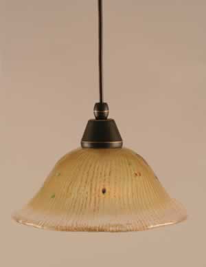 Cord Mini Pendant Shown In Dark Granite Finish With 10" Amber Crystal Glass