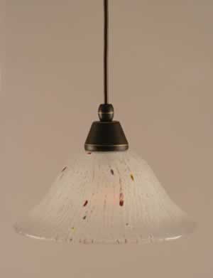 Cord Mini Pendant Shown In Dark Granite Finish With 10" Frosted Crystal Glass