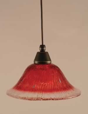 Cord Mini Pendant Shown In Dark Granite Finish With 10" Raspberry Crystal Glass