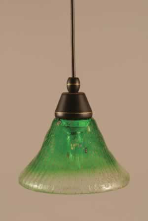 Cord Mini Pendant Shown In Dark Granite Finish With 7" Kiwi Green Crystal Glass