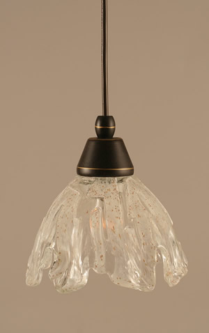 Cord Mini Pendant Shown In Dark Granite Finish With 7" Italian Ice Glass