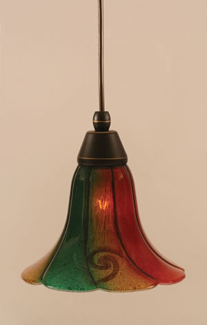 Cord Mini Pendant Shown In Dark Granite Finish With 8" Mardi Gras  Glass