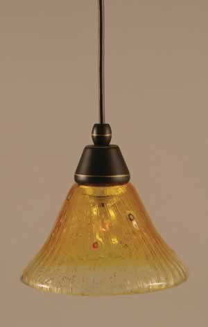 Cord Mini Pendant Shown In Dark Granite Finish With 7" Gold Champagne Crystal Glass