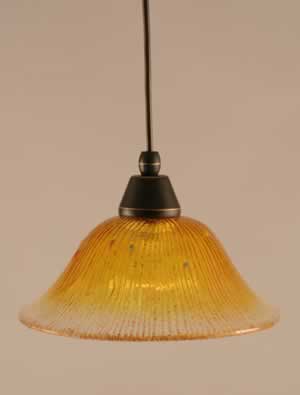 Cord Mini Pendant Shown In Dark Granite Finish With 10" Gold Champagne Crystal Glass