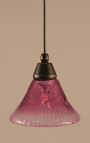 Cord Mini Pendant Shown In Dark Granite Finish With 7" Wine Crystal Glass