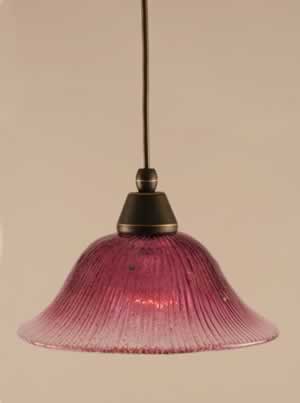 Cord Mini Pendant Shown In Dark Granite Finish With 10" Wine Crystal Glass