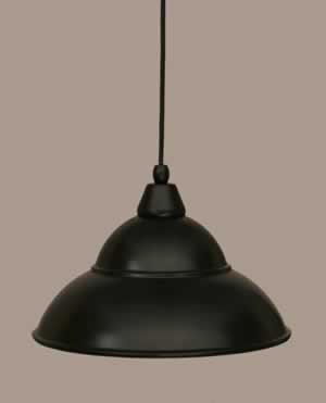 Cord Mini Pendant Shown In Matte Black Finish With 13” Matte Black Double Bubble Metal Shade