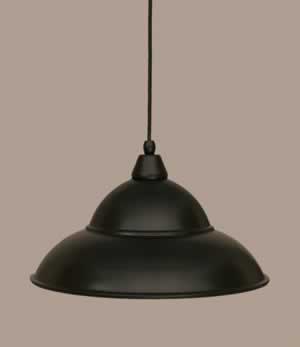 Cord Mini Pendant Shown In Matte Black Finish With 16” Matte Black Double Bubble Metal Shade