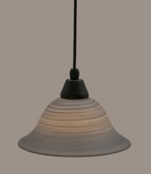 Cord Mini Pendant Shown In Matte Black Finish With 10" Gray Linen Glass