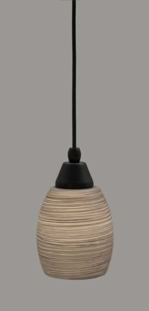 Cord Mini Pendant Shown In Matte Black Finish With 5" Gray Linen Glass