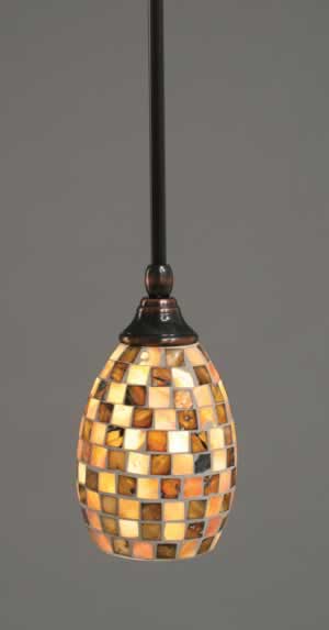 Stem Mini Pendant With Hang Straight Swivel Shown In Black Copper Finish With 5" Sea Haze Seashell Glass