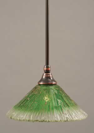 Stem Mini Pendant With Hang Straight Swivel Shown In Black Copper Finish With 10" Kiwi Green Crystal Glass