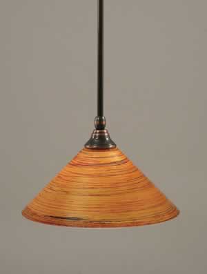 Stem Mini Pendant With Hang Straight Swivel Shown In Black Copper Finish With 12" Firré Saturn Glass