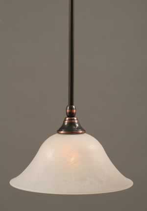 Stem Mini Pendant With Hang Straight Swivel Shown In Black Copper Finish With 10" White Marble Glass