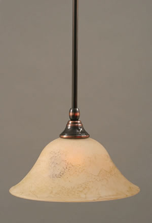 Stem Mini Pendant With Hang Straight Swivel Shown In Black Copper Finish With 10" Italian Marble Glass