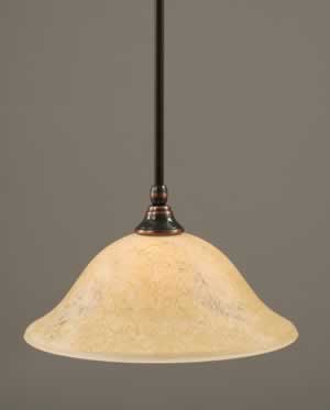 Stem Mini Pendant With Hang Straight Swivel Shown In Black Copper Finish With 12" Italian Marble Glass