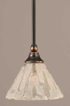 Stem Mini Pendant With Hang Straight Swivel Shown In Black Copper Finish With 7" Italian Ice Glass