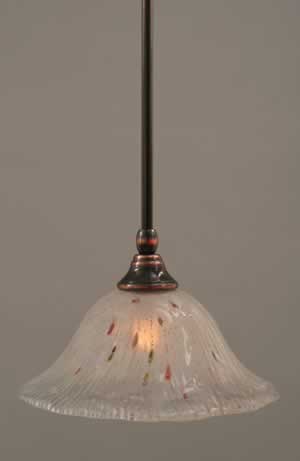 Stem Mini Pendant With Hang Straight Swivel Shown In Black Copper Finish With 10" Frosted Crystal Glass