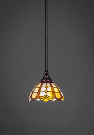 Stem Mini Pendant With Hang Straight Swivel Shown In Black Copper Finish With 7” Paradise Tiffany Glass