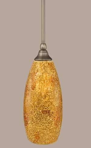 Stem Mini Pendant With Hang Straight Swivel Shown In Brushed Nickel Finish With 5.5" Gold Fusion Glass