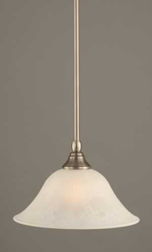 Stem Mini Pendant With Hang Straight Swivel Shown In Brushed Nickel Finish With 10" White Marble Glass