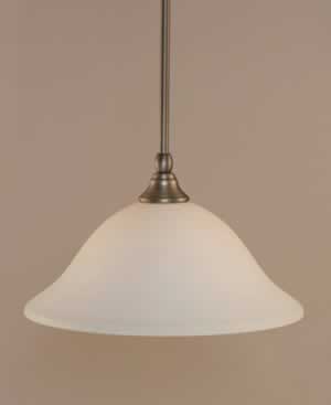 Stem Mini Pendant With Hang Straight Swivel Shown In Brushed Nickel Finish With 12" White Linen Glass