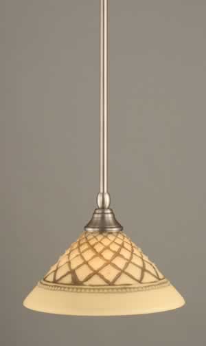 Stem Mini Pendant With Hang Straight Swivel Shown In Brushed Nickel Finish With 10" Chocolate Icing Glass