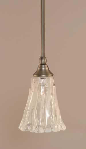 Stem Mini Pendant With Hang Straight Swivel Shown In Brushed Nickel Finish With 5.5" Fluted Italian Ice Glass