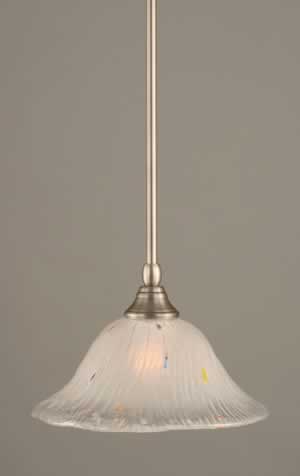 Stem Mini Pendant With Hang Straight Swivel Shown In Brushed Nickel Finish With 10" Frosted Crystal Glass