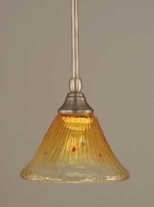 Stem Mini Pendant With Hang Straight Swivel Shown In Brushed Nickel Finish With 7" Gold Champagne Crystal Glass