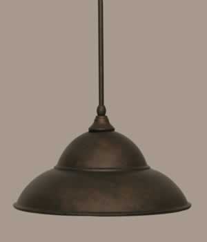 Stem Mini Pendant With Hang Straight Swivel Shown In Bronze Finish With 16” Bronze Double Bubble Metal Shade