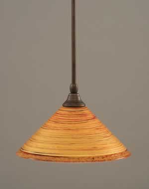 Stem Mini Pendant With Hang Straight Swivel Shown In Bronze Finish With 12" Firré Saturn Glass