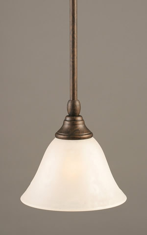 Stem Mini Pendant With Hang Straight Swivel Shown In Bronze Finish With 7" White Marble Glass