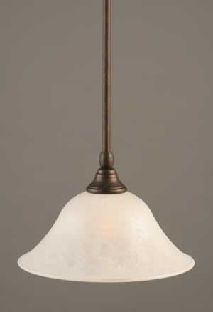 Stem Mini Pendant With Hang Straight Swivel Shown In Bronze Finish With 10" White Marble Glass