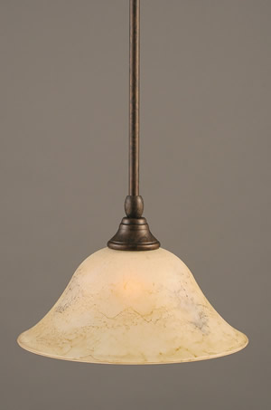 Stem Mini Pendant With Hang Straight Swivel Shown In Bronze Finish With 10" Italian Marble Glass